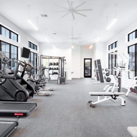 Cutting-edge amenities at your fingertips Fitness center at Citizen House East Lake apartments for rent in East Austin